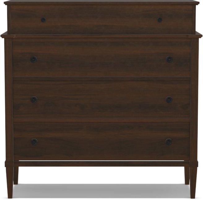 Monaco Bureau crafted in solid walnut shown in finish stain color Mocha with burnished knobs.