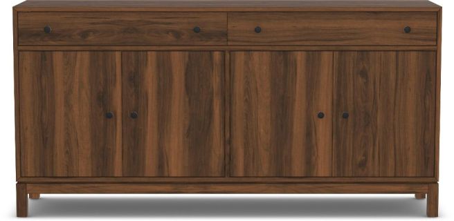 Solid walnut Gerard Buffet with a natural finish and burnished knobs.