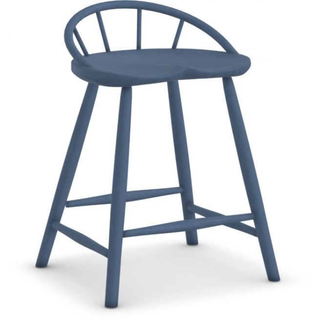 Counter-height chair with a spindle-back design and curved seat, crafted for modern dining or bar seating.