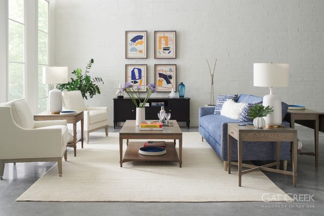 hardwood furniture in media room